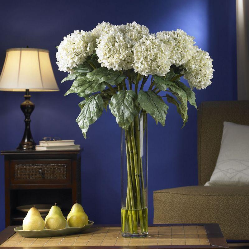 Nearly Natural Hydrangea Silk Flower Arrangement, White