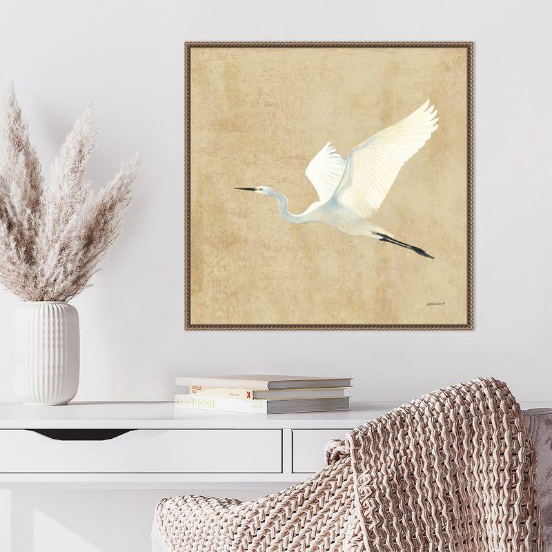 Amanti Art Egret Alighting II by Kathrine Lovell Canvas Wall Art Print Framed 22 x 22-in.