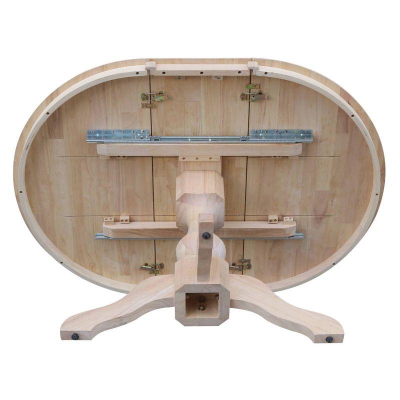 36" Kent Round Top Pedestal Dining Table with 12" Leaf Unfinished - International Concepts: Solid Wood, Expandable