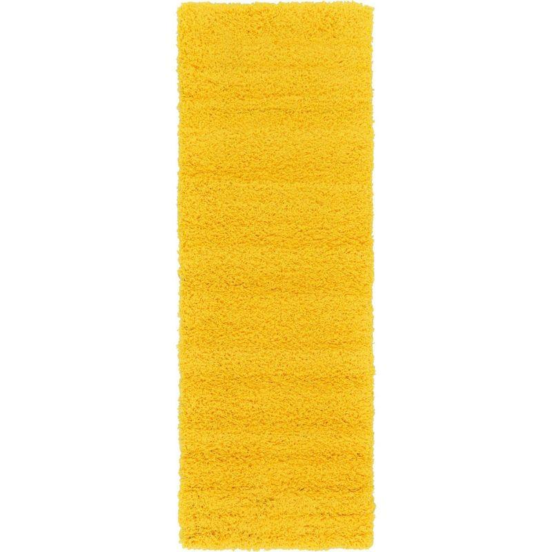 Tuscan Sun Yellow Luxurious Shag Runner Rug 2' x 6' 5"