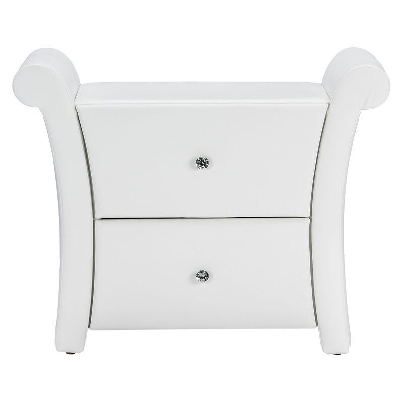 White Faux Leather 2-Drawer Modern Nightstand