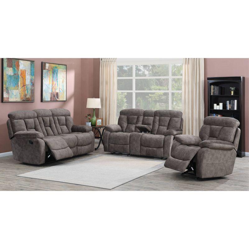 Gray Fabric Reclining Loveseat with Cup Holder and Console