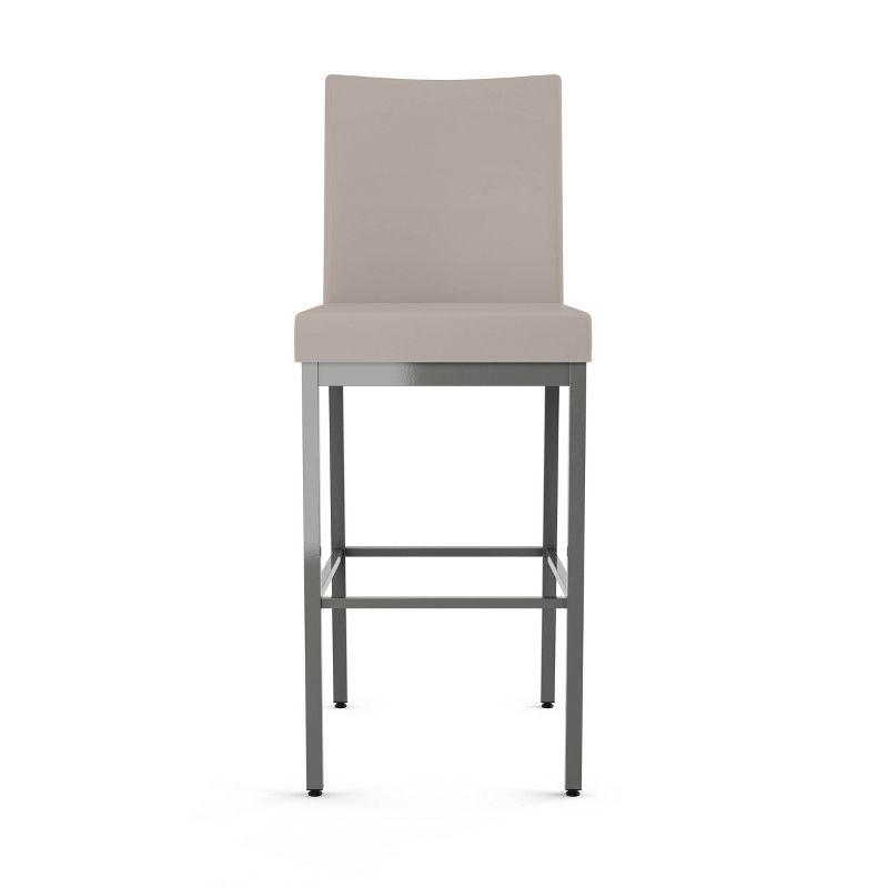 Amisco Perry Upholstered Barstool Cream/Gray: Faux Leather, Steel Frame, 30" Fixed Height