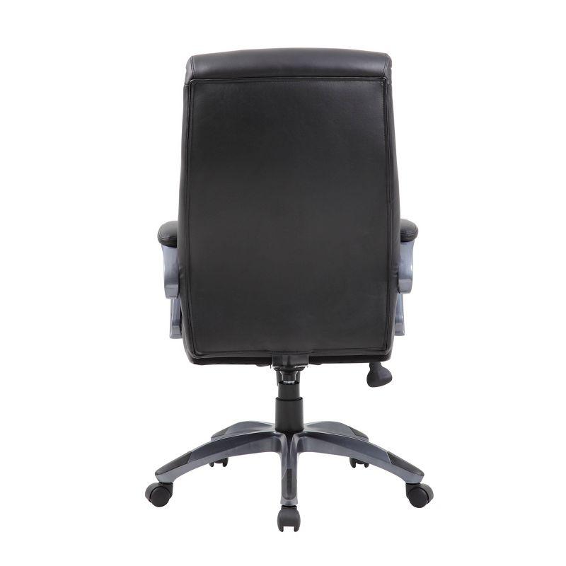 Ergonomic Metal Executive High Back Chair in Black LeatherPlus