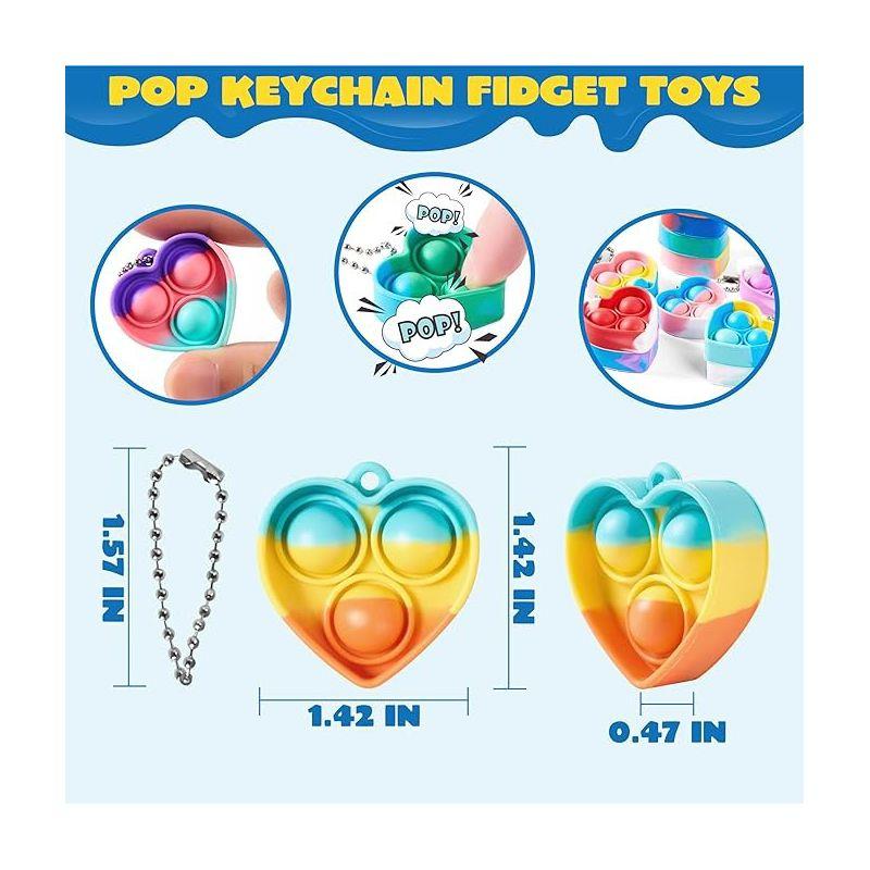 Heart Pop Fidget Keychain Mini Sensory Toys Bulk 30 Pack Party Favors for Kids, Goodie Bag Stuffers Fidget Toys, Valentines Gifts for Kids Classroom