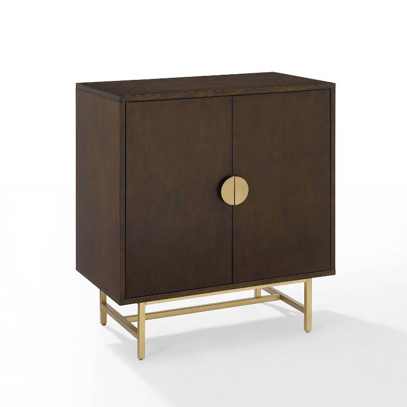 Blair Contemporary Dark Brown and Gold Bar Cabinet with Wine Storage