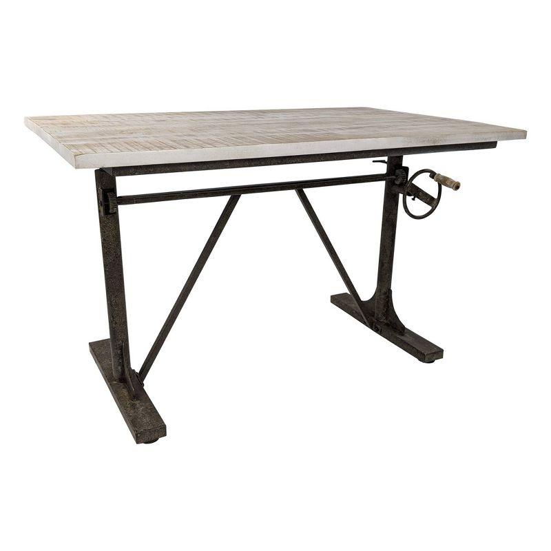 Gray Adjustable Height Standing Desk with Wood Top