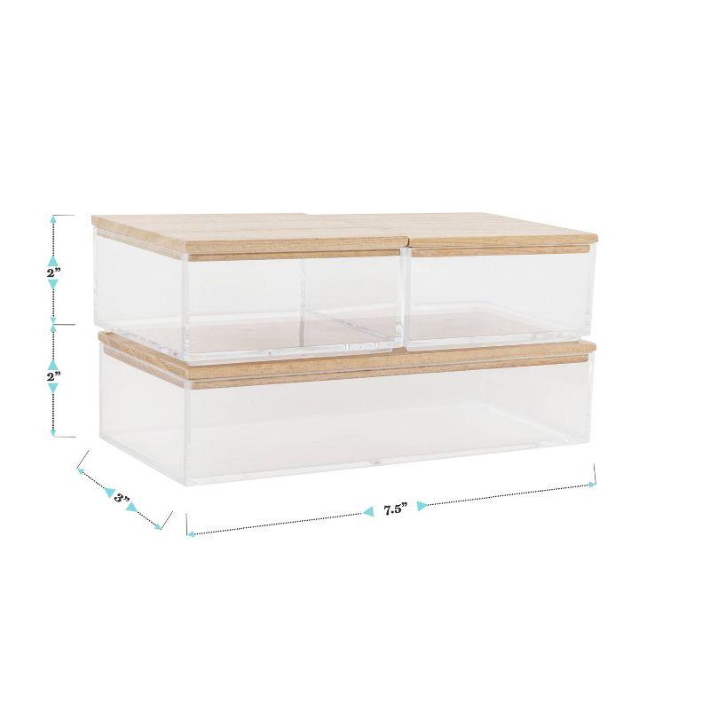 Thomas Martha Stewart Clear Plastic Storage Organizer Bin Set with Wooden Lids