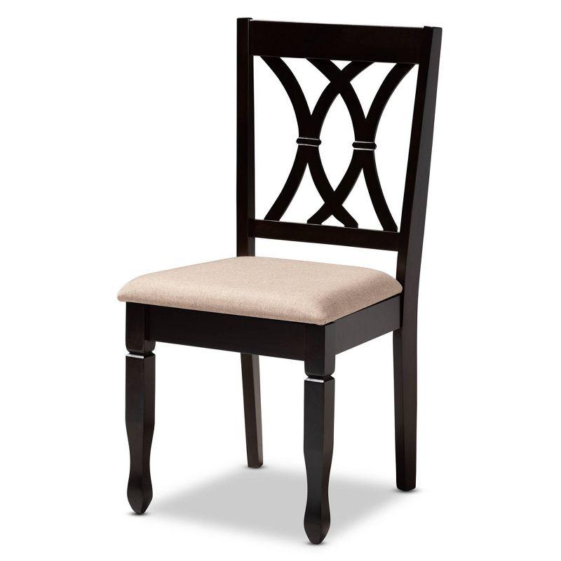 Set of 4 Reneau Finished Wood Dining Chairs Brown - Baxton Studio: Rubberwood Frame, Polyester Seat, Foam Padding