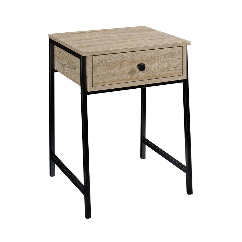 North Avenue Nightstand Charter Oak - Sauder: Metal Frame, Mid-Century Modern, Storage Drawer