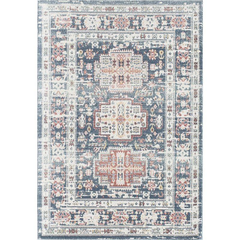 Sundara Vintage Gray Medallion 8'x10' Farmhouse Area Rug