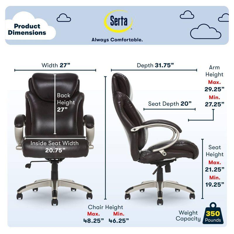 Serta Dayton Big and Tall Executive Office Chair with AIR Technology, Brown Bonded Leather