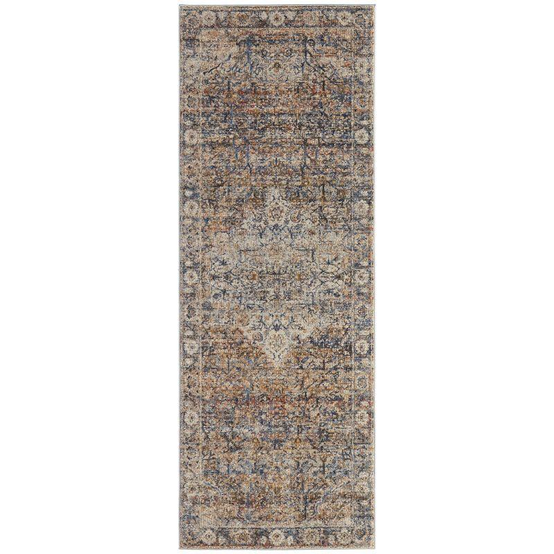 Kaia Transitional Medallion Tan/Orange/Blue Area Rug