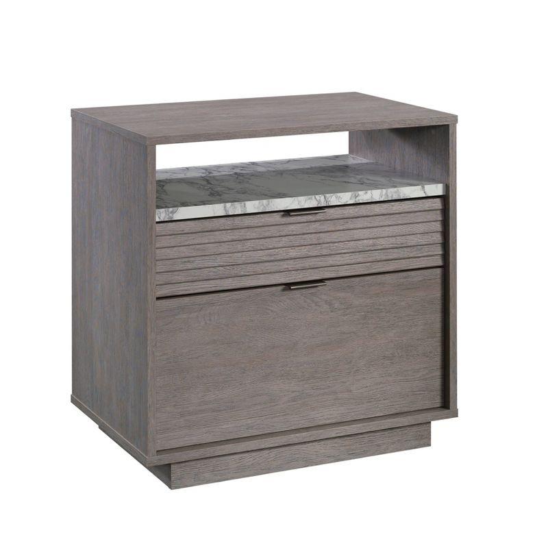 Ashen Oak 2-Drawer Lateral File Cabinet with Faux Marble Shelf