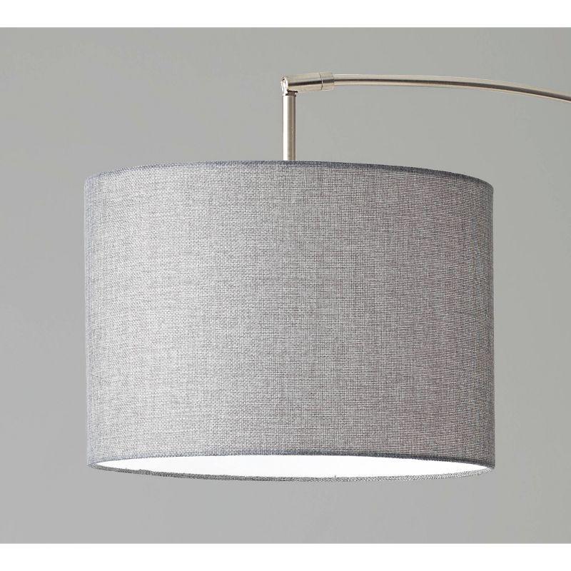 3-Arm Bowery Arc Lamp Brushed Steel - Adesso: Adjustable, Overhead Lighting with Marble Base