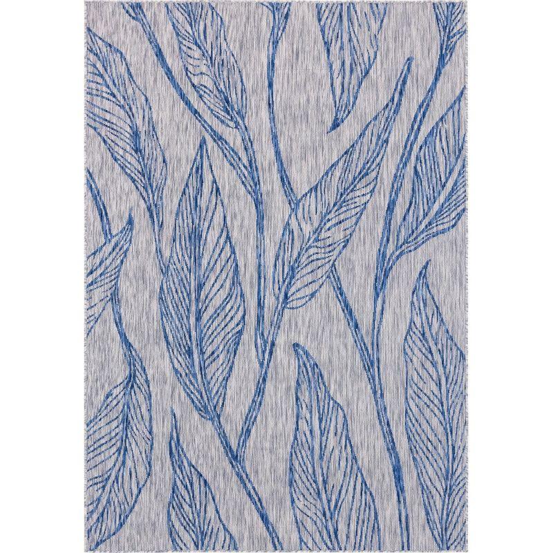 Unique Loom 4' 1 x 6' 1 Rectangle Indoor/Outdoor Botanical Light Gray Area Rug