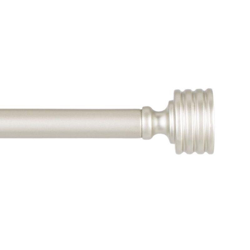 Lucero Matte Nickel Adjustable Curtain Rod with Stacked Cylinder Finials