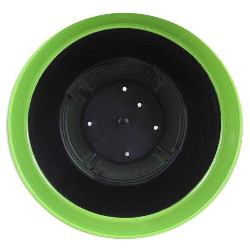 Garden Elements Indoor/Outdoor Glazed Brushed Happy Plastic Planter, Large, Bright Green, 15"
