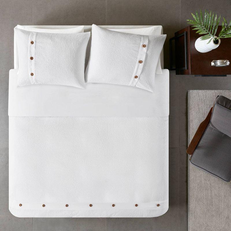 Marcus 3 Piece Cotton Waffle Weave Duvet Cover Set