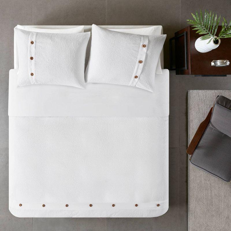 White Cotton Waffle Weave Full/Queen Duvet Cover Set