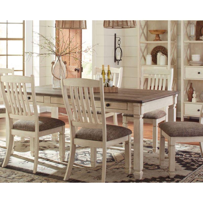 Dining Table Cream - Signature Design by Ashley: Farmhouse Style, 6 Drawers, Rustic Plank Top