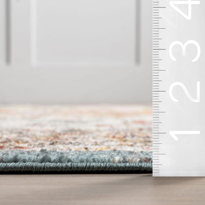 Nuloom 5 Round Justine Vintage Medallion Indoor Area Rug, Beige, Faded Persian Design, Stain Resistant, BedroomLiving Room, Kitchen,