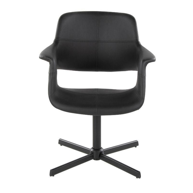 Vintage Flair Swivel Accent Chair Black - LumiSource: Upholstered Faux Leather, Metal Frame, 250lb Capacity