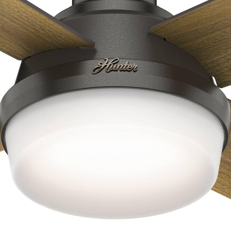 Hunter Fan Dempsey Low Profile 44" 4 - Blade Indoor Flush Mount Small Room Ceiling Fan with Lights and Remote