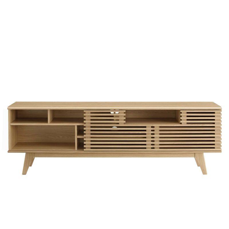 Render Media Console TV Stand for TVs up to 80" Brown - Modway: Mid-Century Modern, Adjustable Shelves, Cable Management