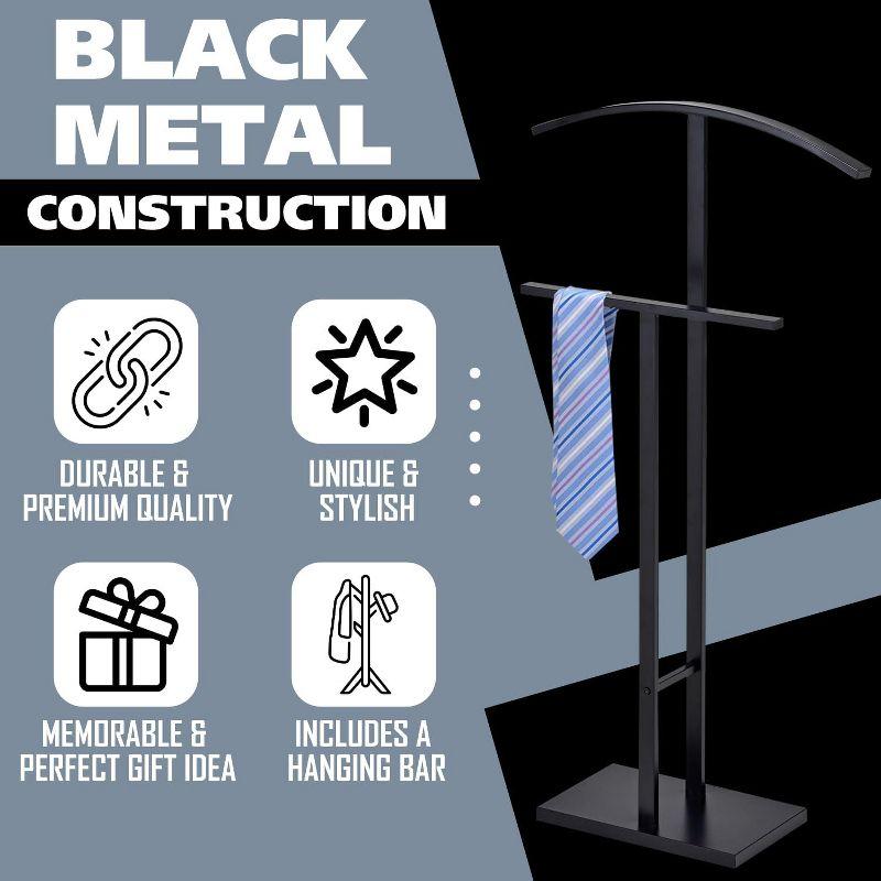 Kings Brand Furniture - Dossi Metal Suit Valet Stand, Clothes Rack, Clothing Organizer, Jacket Hanger, Tie Hanger (Chrome)