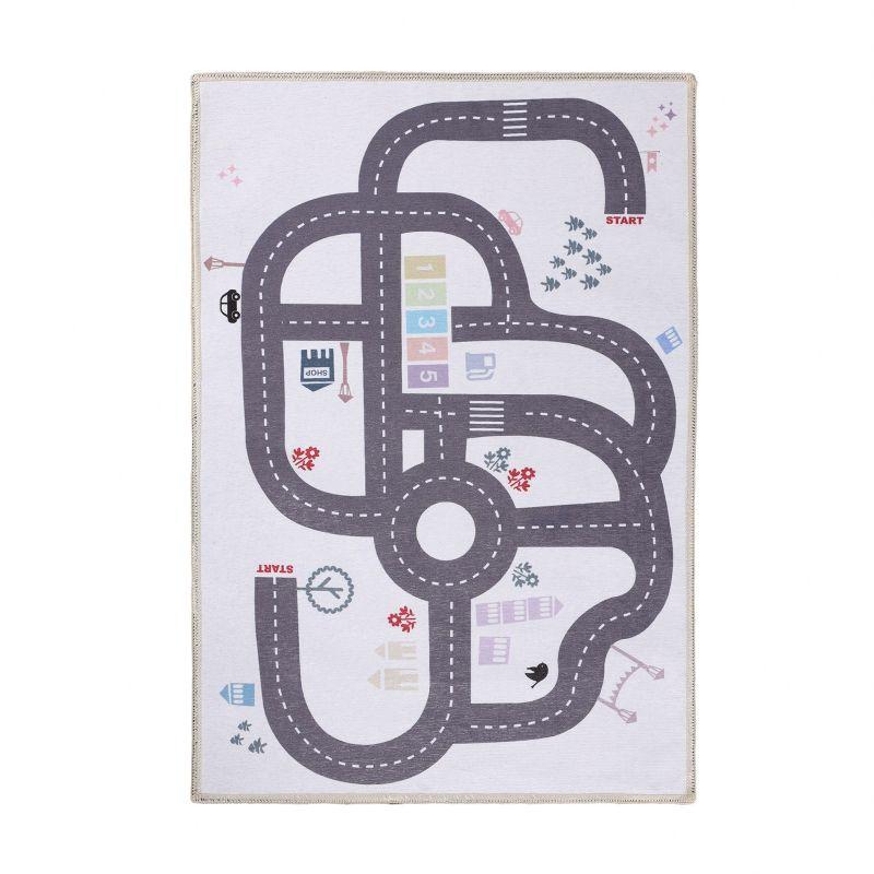 Path Non-Slip Kids Playroom Nursery Washable Indoor Area Rug, 2'x3', Ivory - Blue Nile Mills