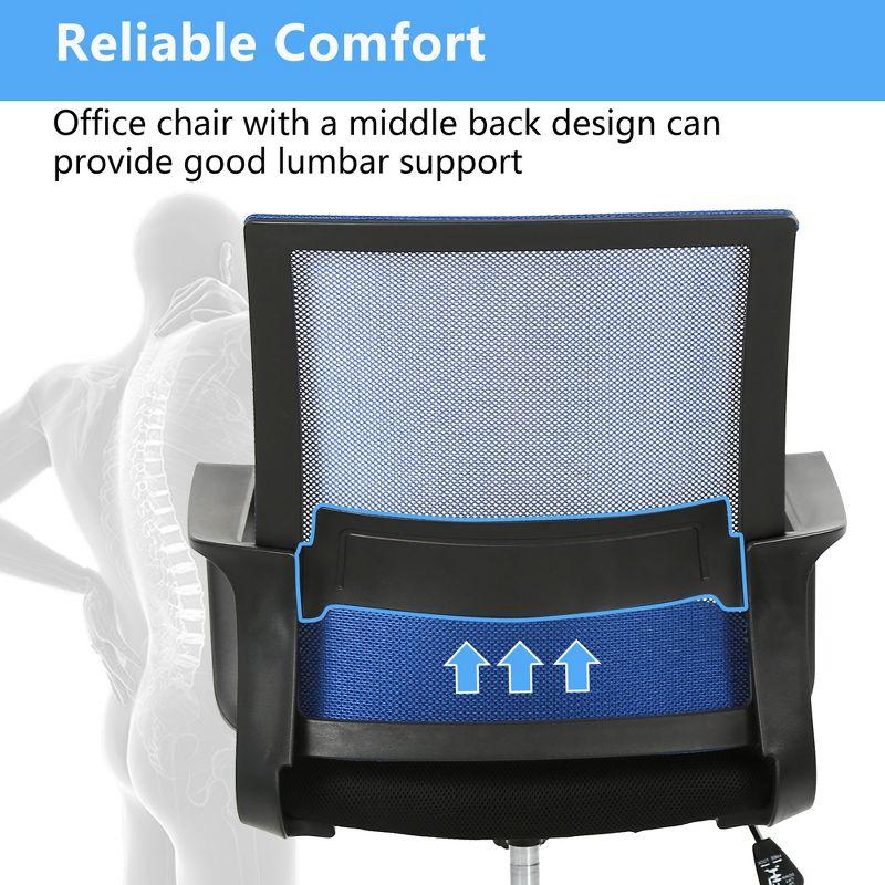 FDW Home Office Chair Mid-Back Mesh Computer Chair Lumbar Support Comfortable Executive Adjustable Chair with Armrests