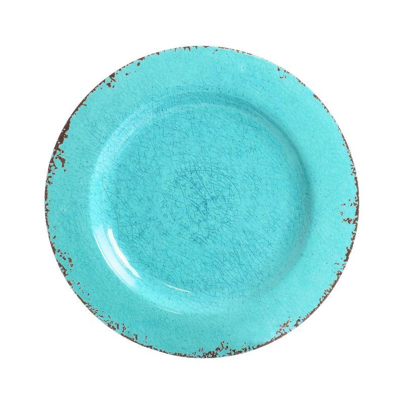 Laurie Gates Mauna 12 Piece Round Melamine Dinneware Set in Tiffany Blue