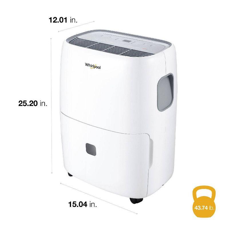 Whirlpool 50 Pint Portable Dehumidifier with Built-in Pump: Accudry, UL Listed, No Filter, Over 3000 sq. ft. Coverage