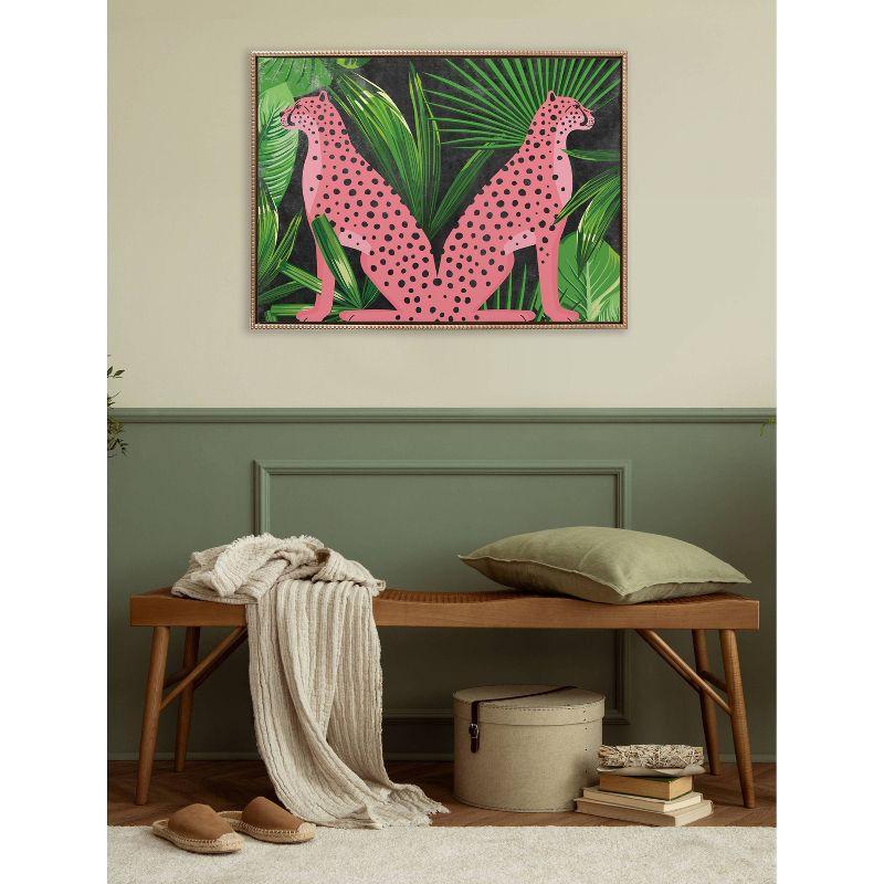 Kate & Laurel All Things Decor 28"x38" Sylvie Beaded NC Cheetah Jungle Framed Canvas by Nikki Chu Gold: Modern Wall Decor