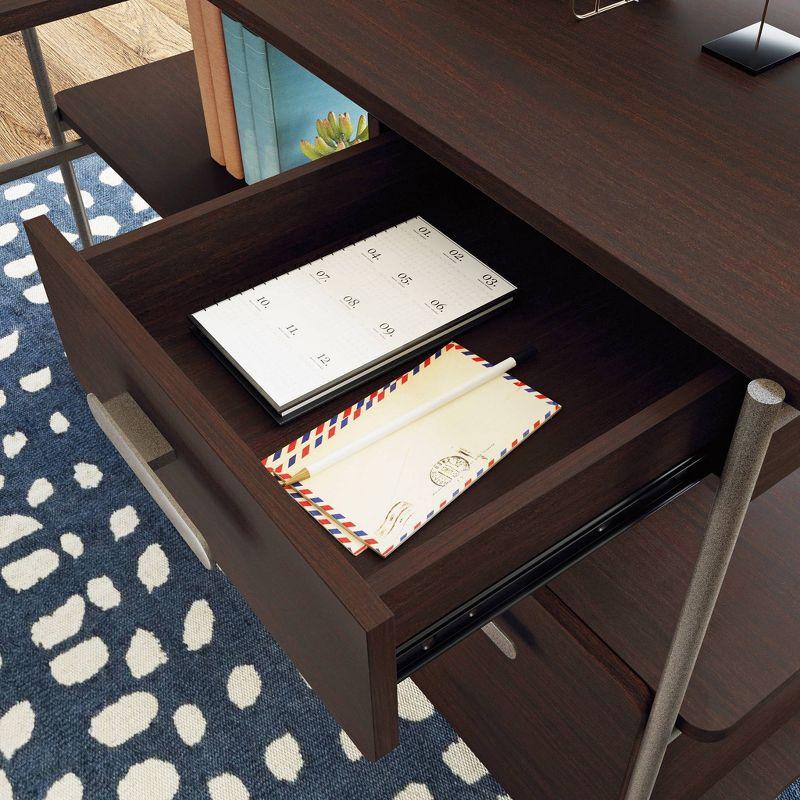 Radial L Shape Desk Umber Wood - Sauder