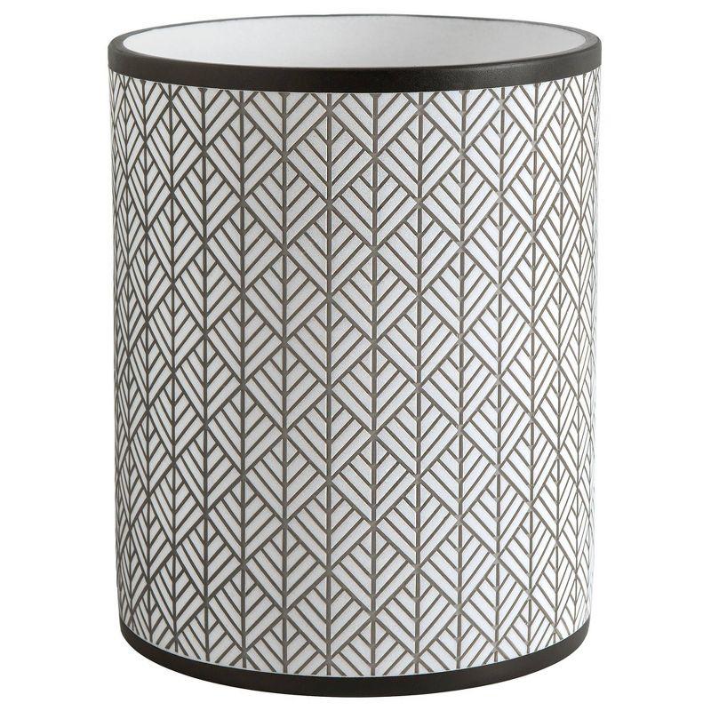 Shelby White and Charcoal Geometric Resin Wastebasket