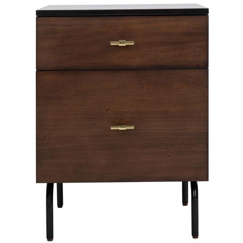 Genevieve 2 Drawer Nightstand - Walnut/Black - Safavieh.