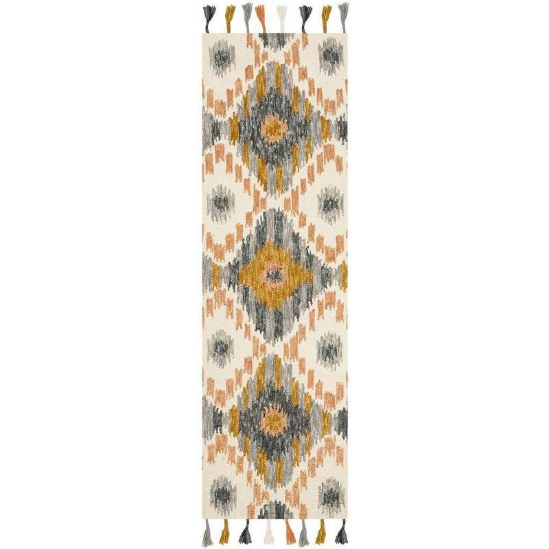 Suzani SZN201 Hand Hooked Indoor Runner Rug - Ivory/Gold - 2'3"x8' - Safavieh.