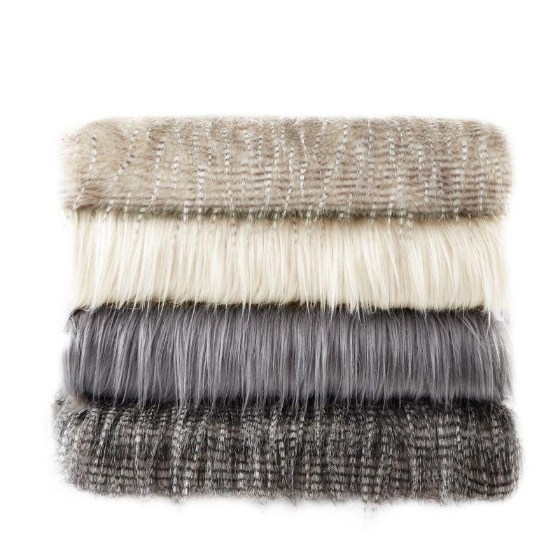 50"x60" Adelaide Faux Fur Throw Blanket Natural - Madison Park: Luxurious, Soft, Hypoallergenic