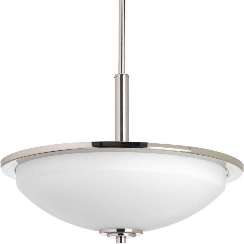 Polished Nickel 3-Light Inverted Pendant with Glass Shade