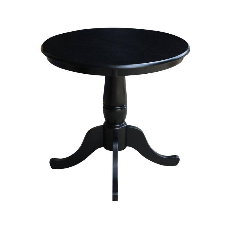 International Concepts Morgan 30" Round Top Pedestal Dining Table  Black: Wood, 4-Seater Kitchen Furniture