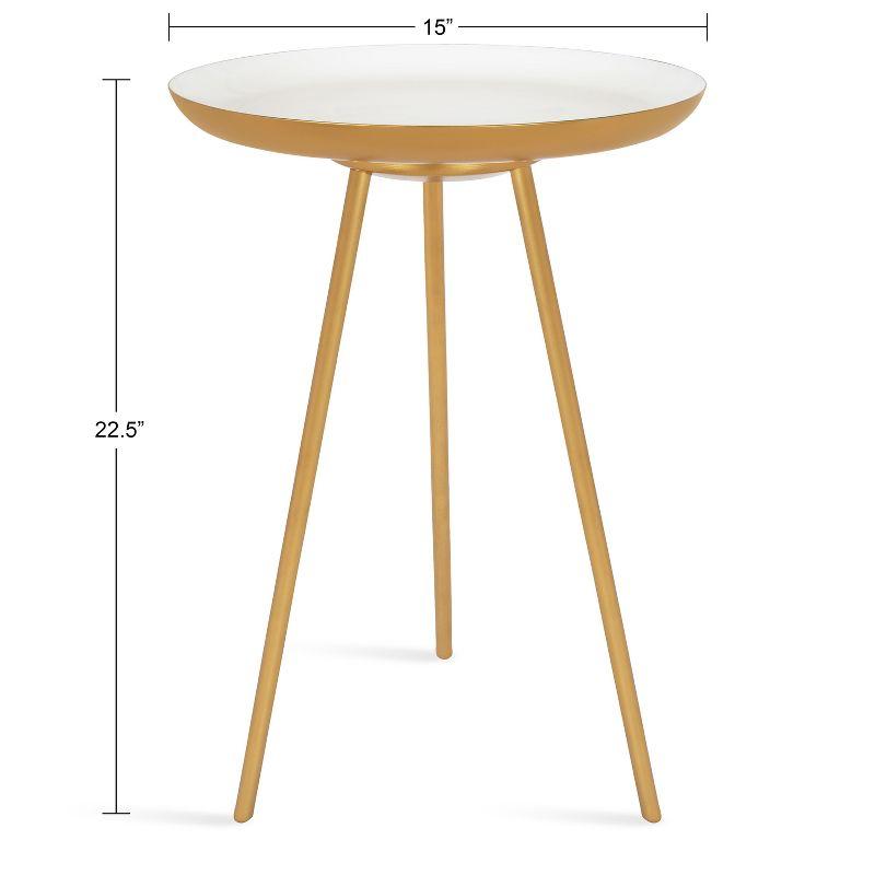 Laranya 18.5" Round White and Gold Metal Side Table