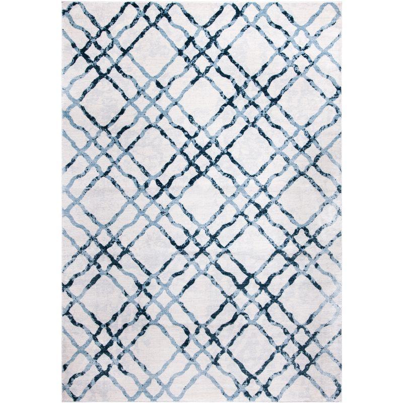 Martha Stewart Isabella - MSR0957 - Indoor Power Loomed Area Rugs - Ivory/Turquoise - 5'3"x7'7"