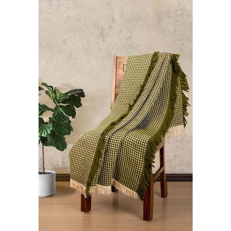 Eros Avocado Cotton Tasseled Throw Blanket 50x60