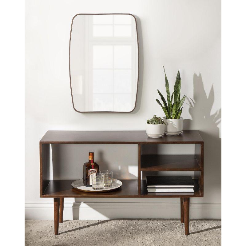Kate and Laurel Zayda Metal Square Barrel Mirror, 20x28, Walnut Brown