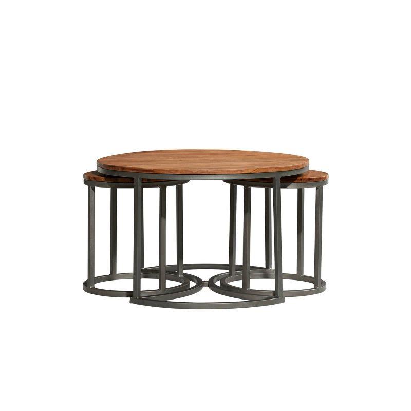 Set of 3 Contemporary Metal Coffee Tables Brown - Olivia & May