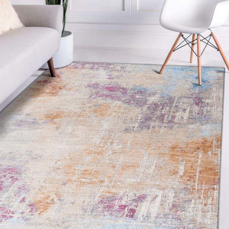 Multicolor Abstract Medium Pile Area Rug 5' x 7'