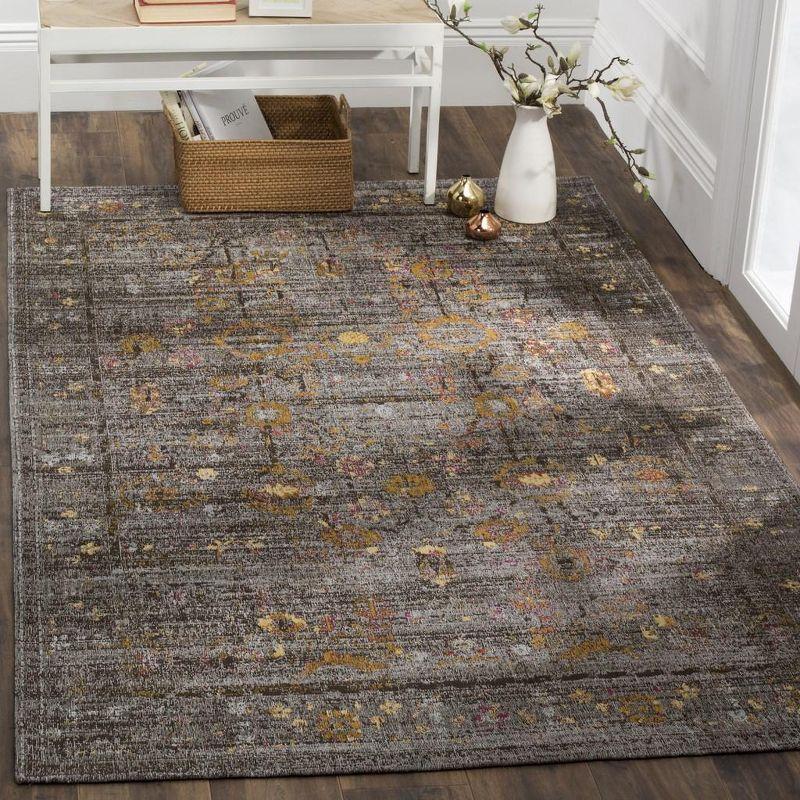 Gray and Gold Flat Woven Rectangular Cotton Area Rug