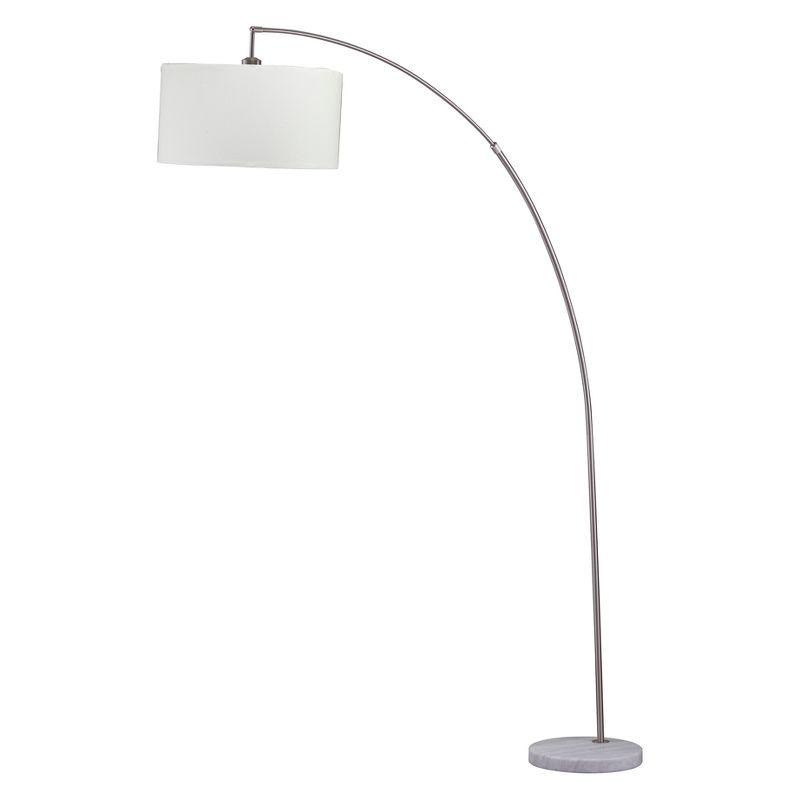 Adjustable Silver Arc Floor Lamp with White Marble Base